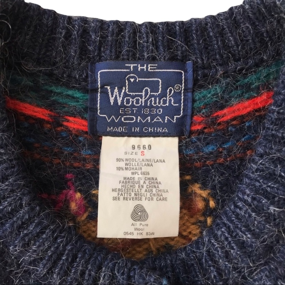 Vintage Woolrich Patterned Colorful Cardigan with Leaves Button Front Size Small - Picture 4 of 5